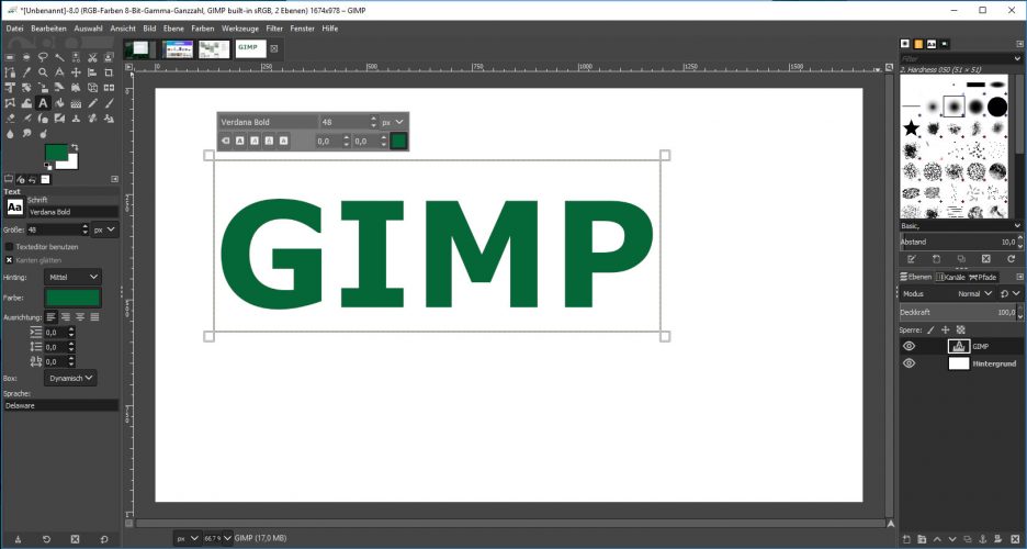 Screenshot des Bildbearbeitungsprogramms GIMP